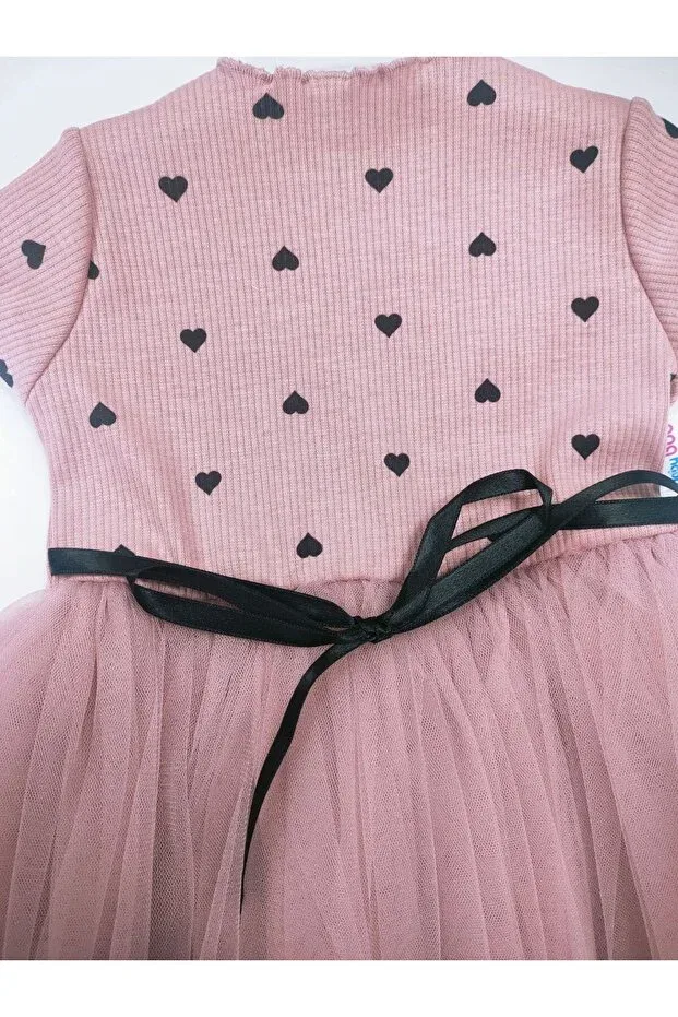 Детское платье для девочек с принтом Heart Lully Kids, Powder Pink — фото 2