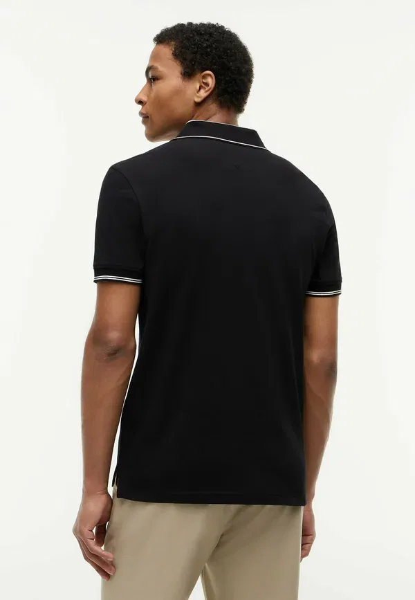 Поло хлопковое Tommy Hilfiger Heritage regular fit stripe trim, черный — фото 3