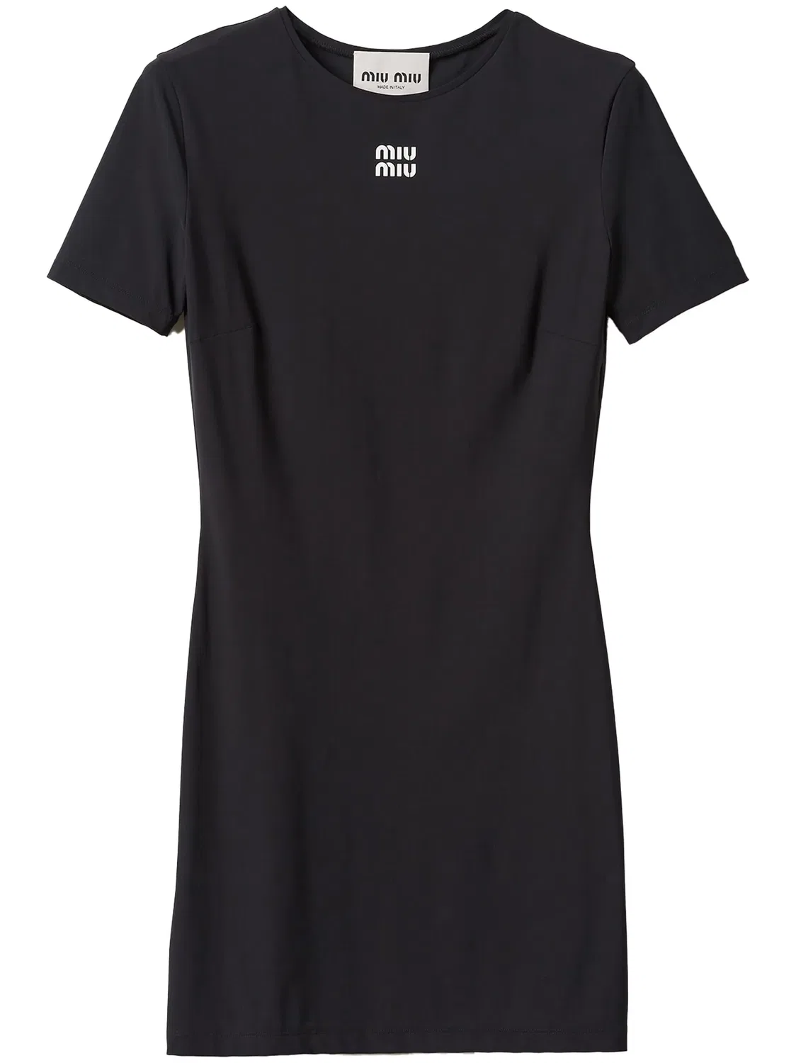 Мини-платье с логотипом и коротким рукавом Miu Miu, черный