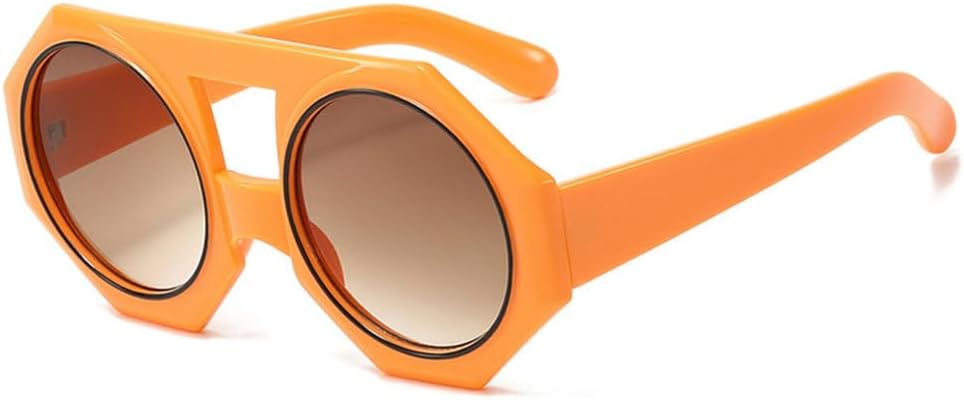 

Солнцезащитные очки Polygon Punk Round для женщин, популярные градиентные солнцезащитные очки, разноцветные очки для женщин, очки для мужчин с защитой от УФ-излучения UV400 TYUVIVO, Orange-brown