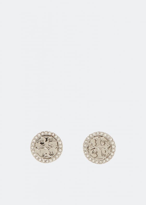 

Серьги TORY BURCH Crystal logo earrings, серебряный