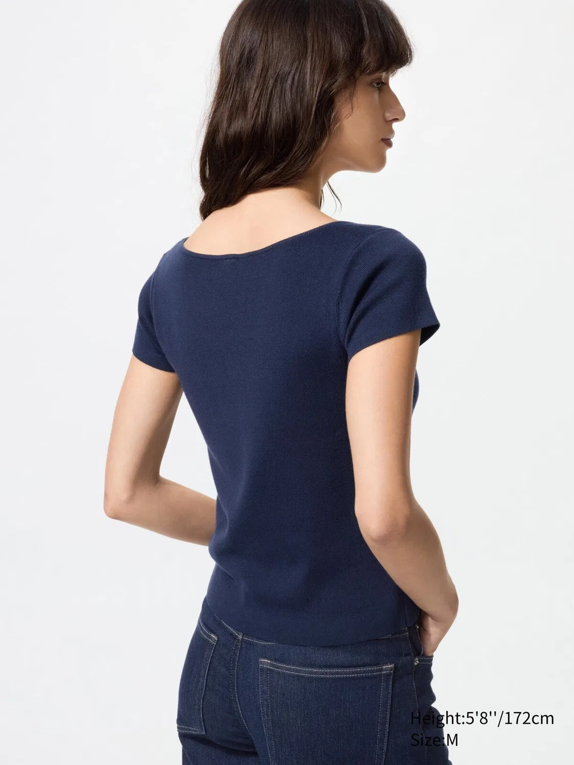 Кардиган Uniqlo, с круглым вырезом и коротким рукавом, светло-голубой — фото 3