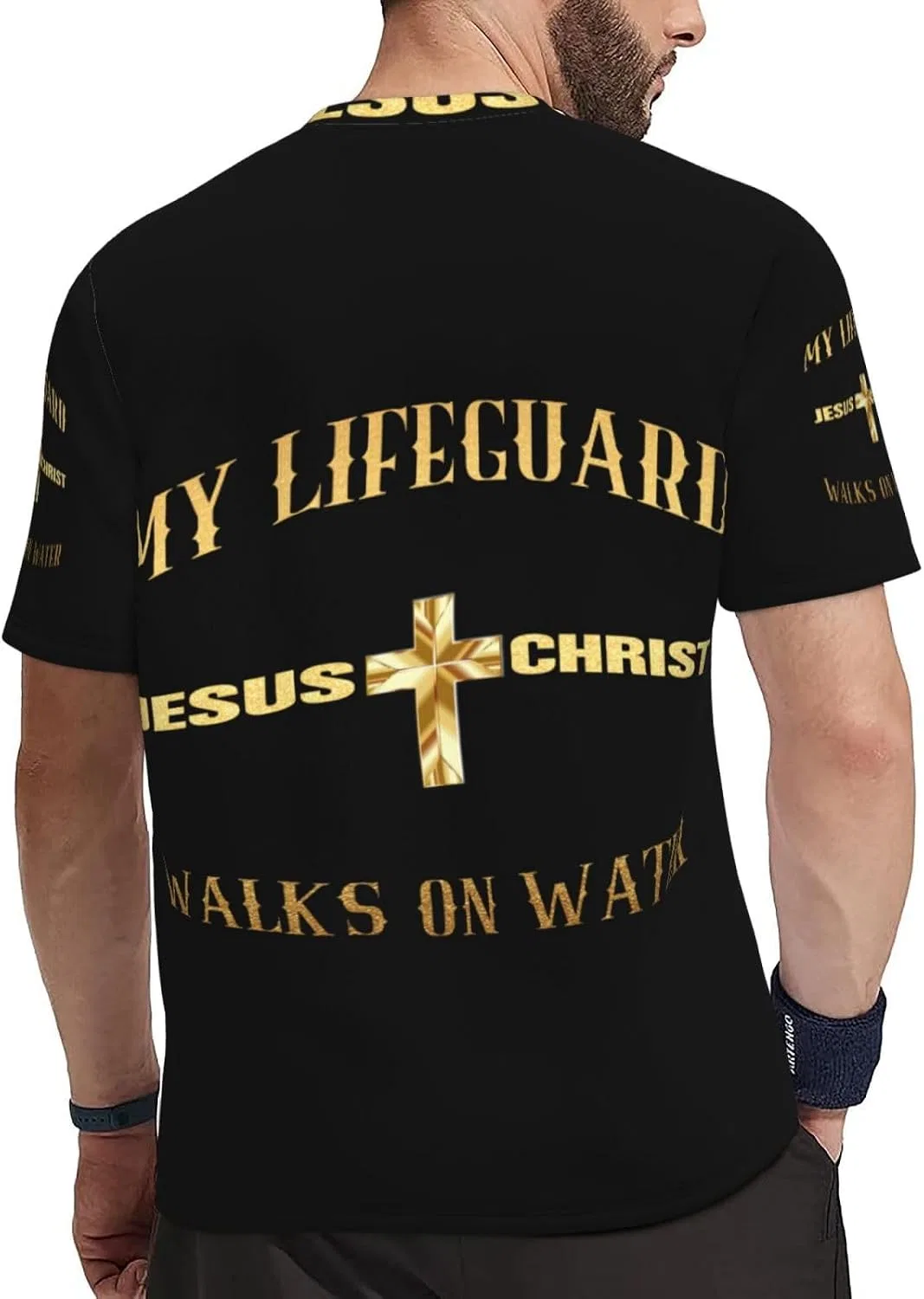 Мужская футболка с принтом Religious Christian Faith Jesus Christ Gold, Gold — фото 4