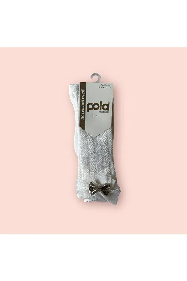 Детские носки для девочек хлопковые Cotton knee socks no 4 Pola, Nude Color
