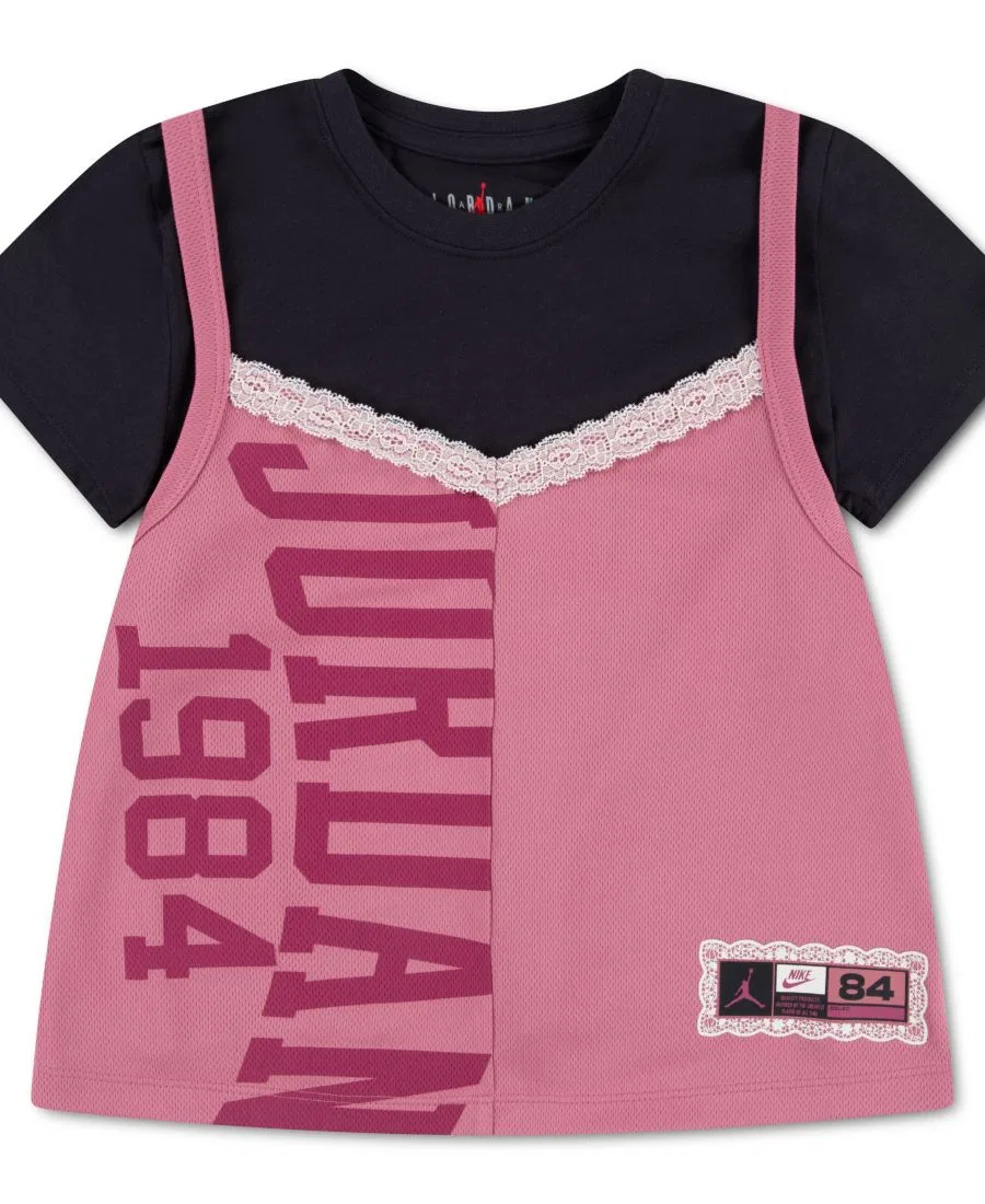 Комплект из футболки и топа с графическим принтом Jordan, Pink/Black — фото 3