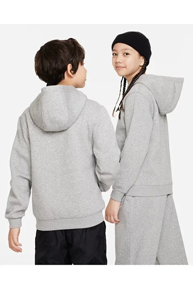 Детское худи для девочек из флиса Nike, Dk Grey Heather/(White) — фото 2