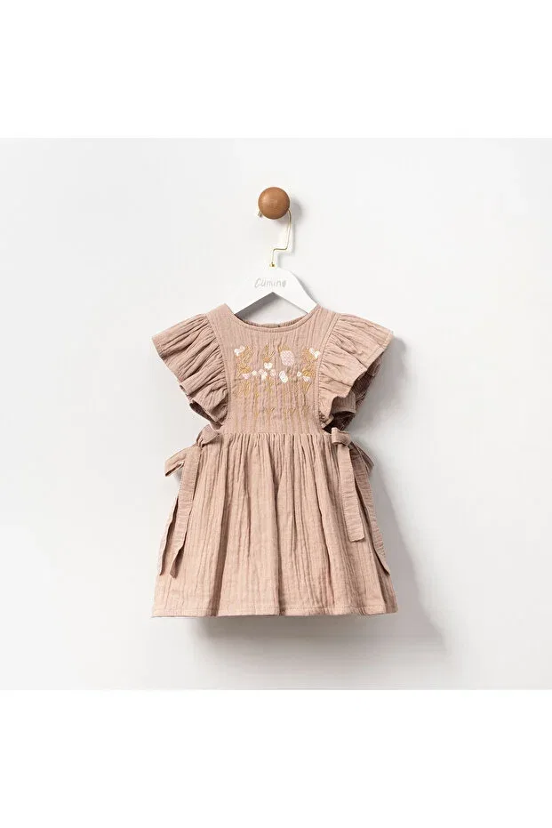 Детское платье для девочек с цветочной вышивкой Coolimino, Beige