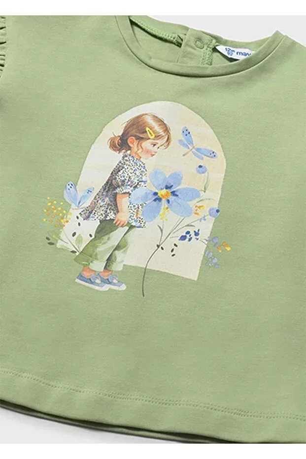 Детское для девочек футболка с принтом Summer baby girl printed tshirt Mayoral, Green — фото 3