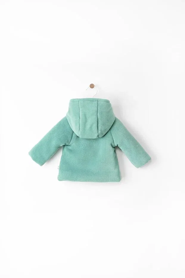 Детское зимнее пальто для девочек на флисе с капюшоном Babydola, Mint Green — фото 3