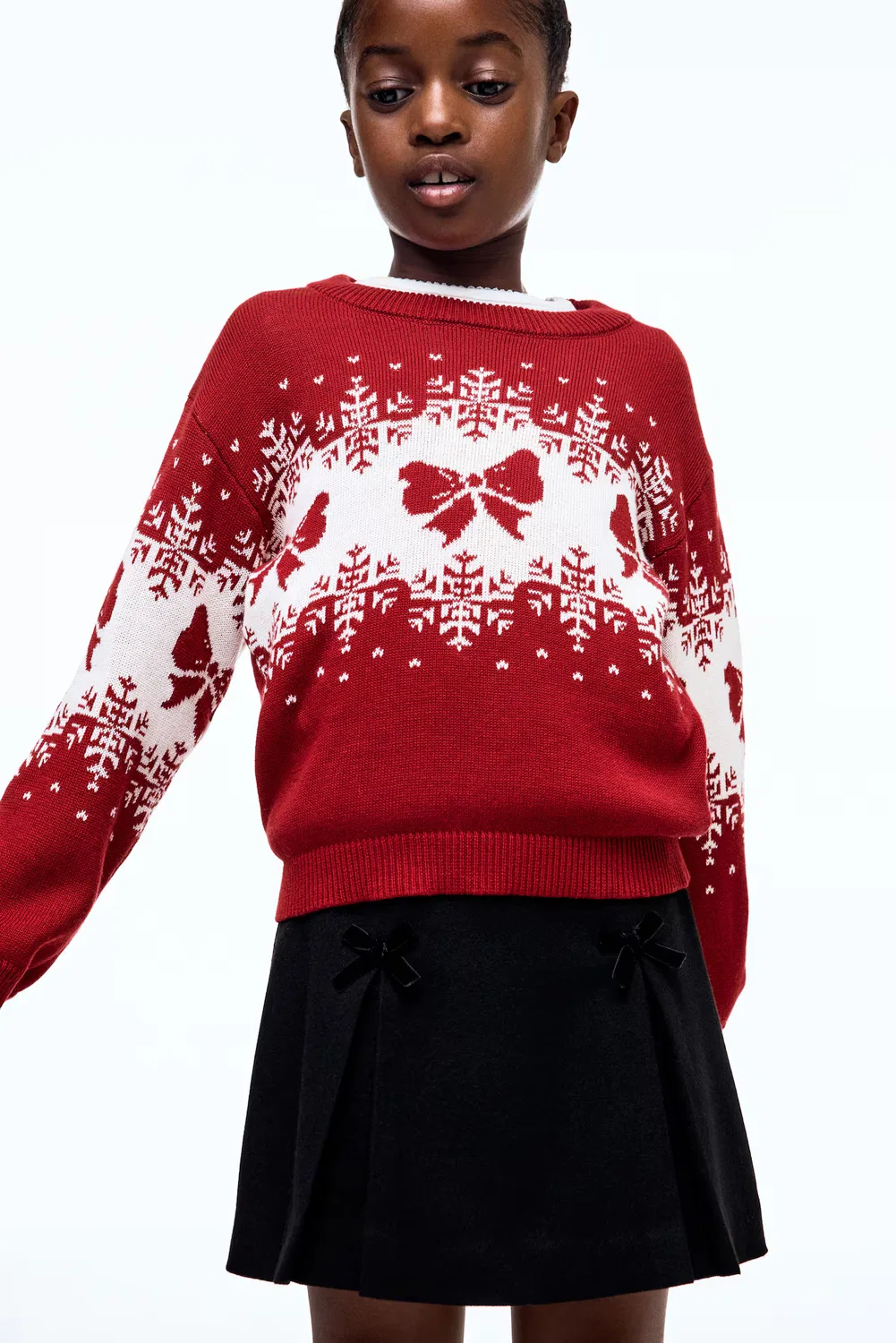 Хлопковый свитер жаккардовой вязки H&M, Rot/Schleifen — фото 2