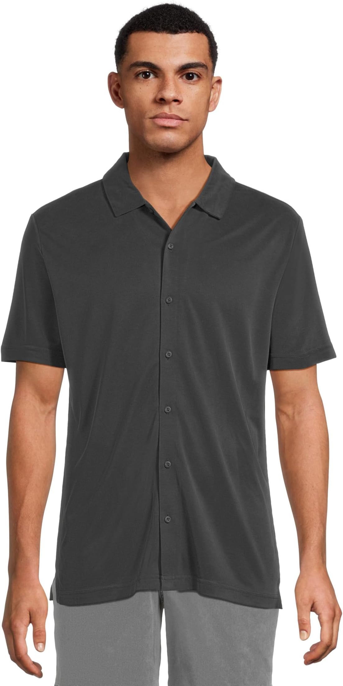 

Мужская винтажная кофта Birdseye с коротким рукавом на пуговицах Johnston & Murphy, Black