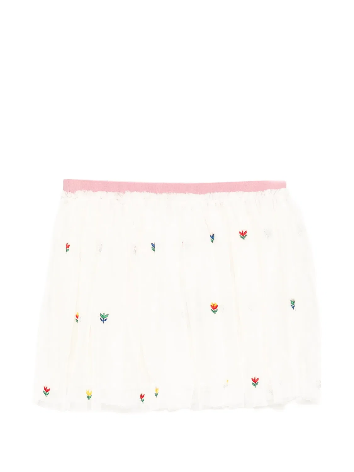 Юбка из тюля с цветочной вышивкой Stella Mccartney Kids, нейтральные цвета — фото 2