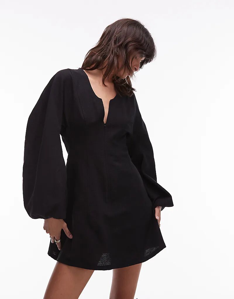 

Платье-мини с пышными рукавами ASOS DESIGN черного цвета