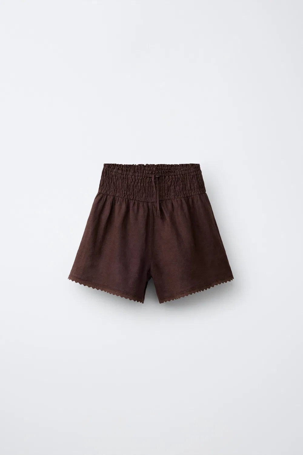 Шорты-бермуды из 100% льна с эластичным поясом ZARA, Brown