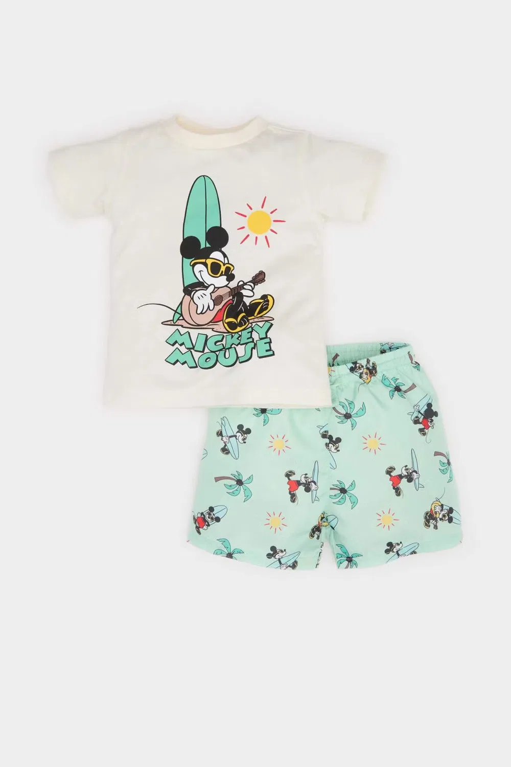 Комплект купальный с принтом Disney Mickey & Minnie из 2 предметов Defacto, экрю — фото 2