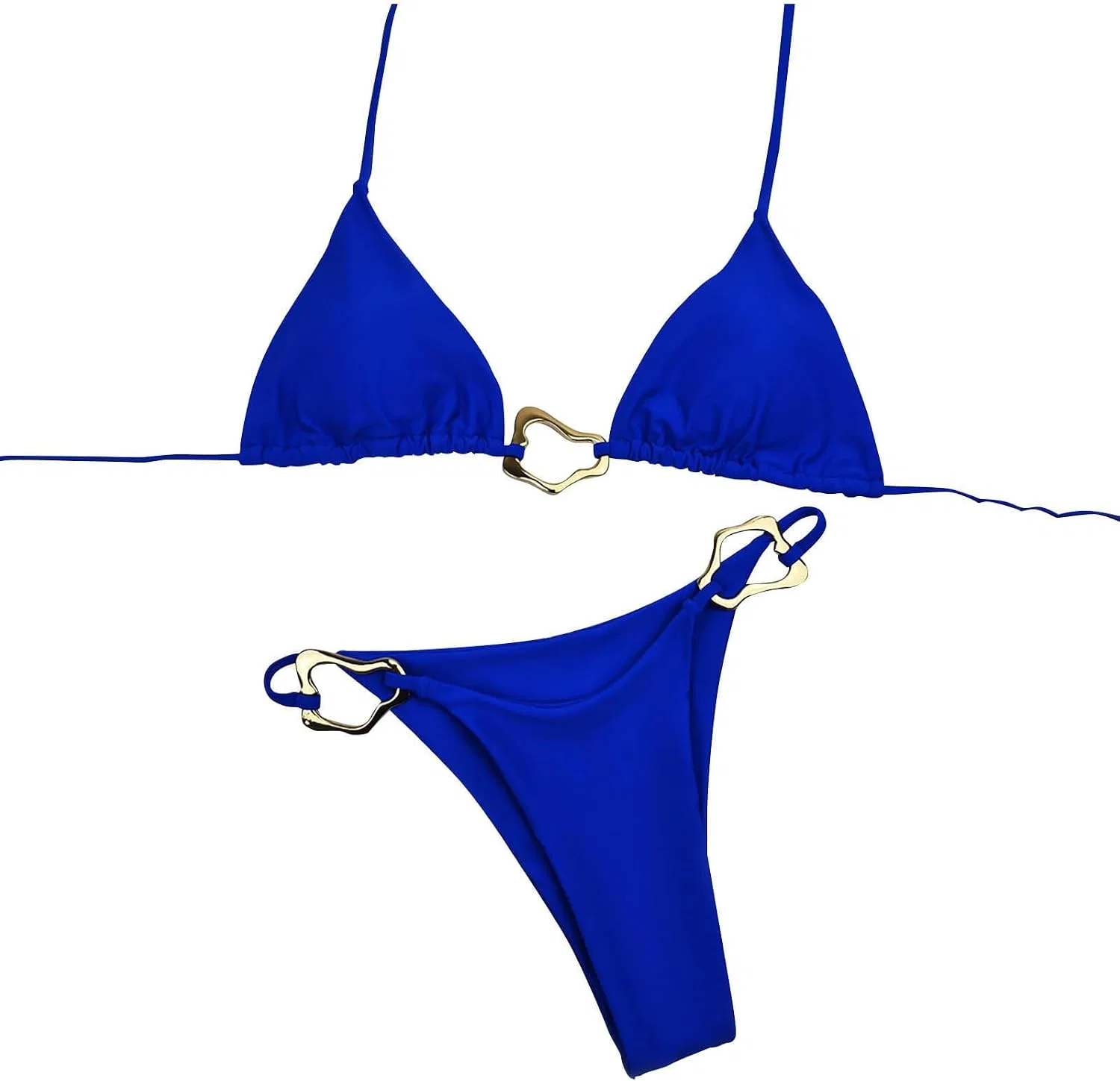 Женский бикини с металлическим кольцом, Triangle Thong, Blue