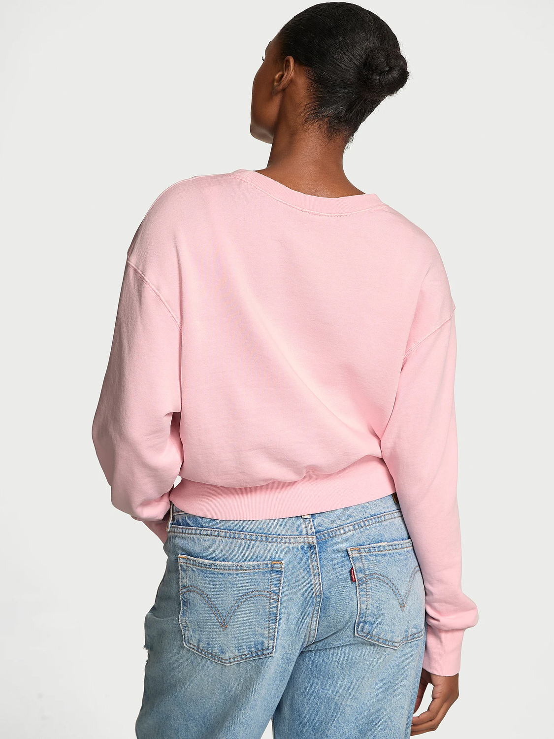 Укороченная толстовка Victoria's Secret Angel Essentials Obsessed Terry Crewneck, розовый — фото 3