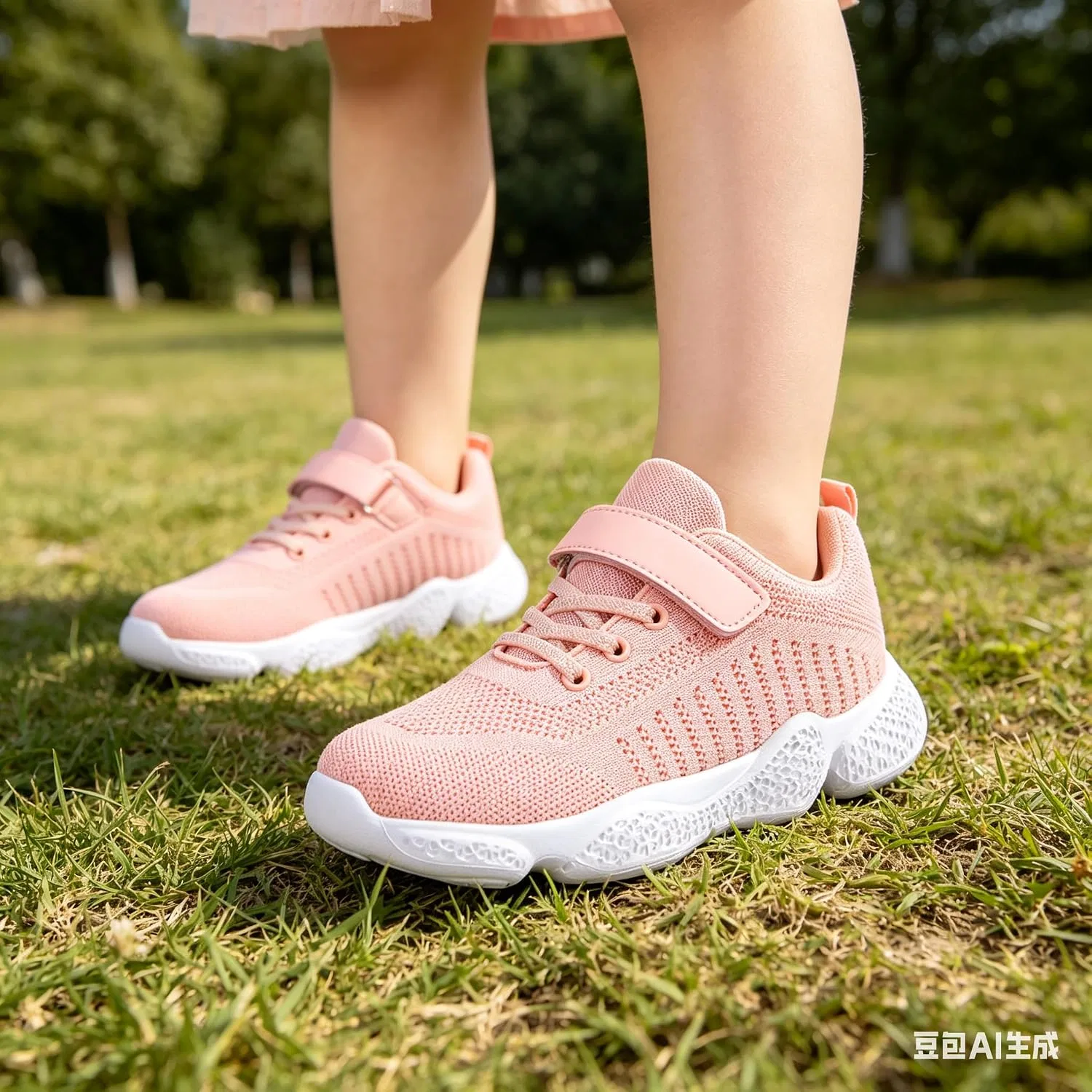 Детские кроссовки для девочек с дышащим трикотажем Hetios, Pink — фото 2