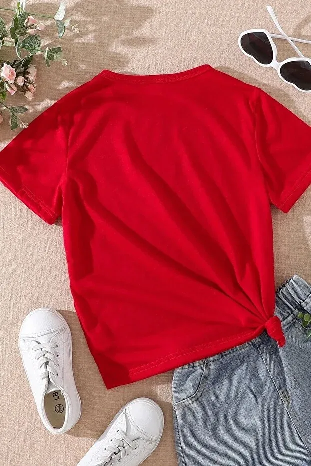 Детская футболка для мальчиков с принтом Girls and boys panda printed t-shirt Daxis Sportwear Company, Red — фото 2