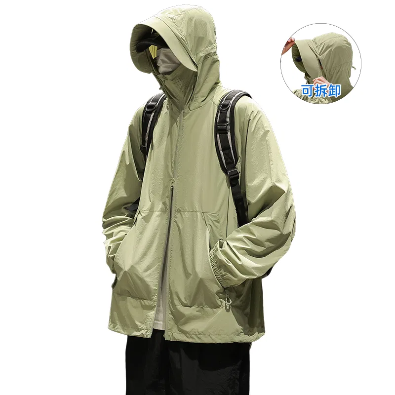 Детская ветровка с защитой от солнца Light Army Green Detachable Brim Huichao Riding The Wind Collection WARRIOR