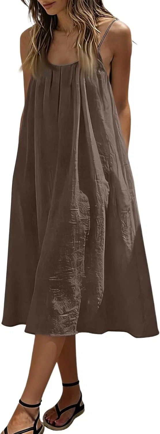 Женское пляжное платье на бретелях с открытой спиной Backless Cami, Brown