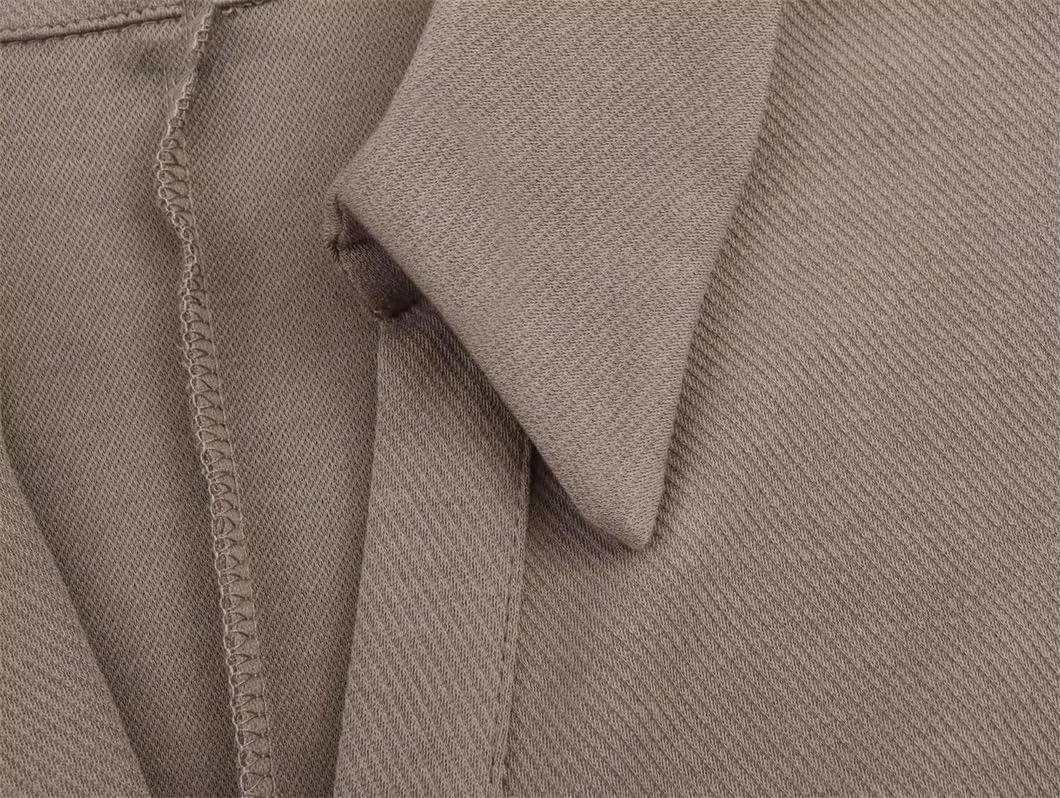 Женское приталенное миди-платье с защипами на талии Generic, Khaki — фото 2