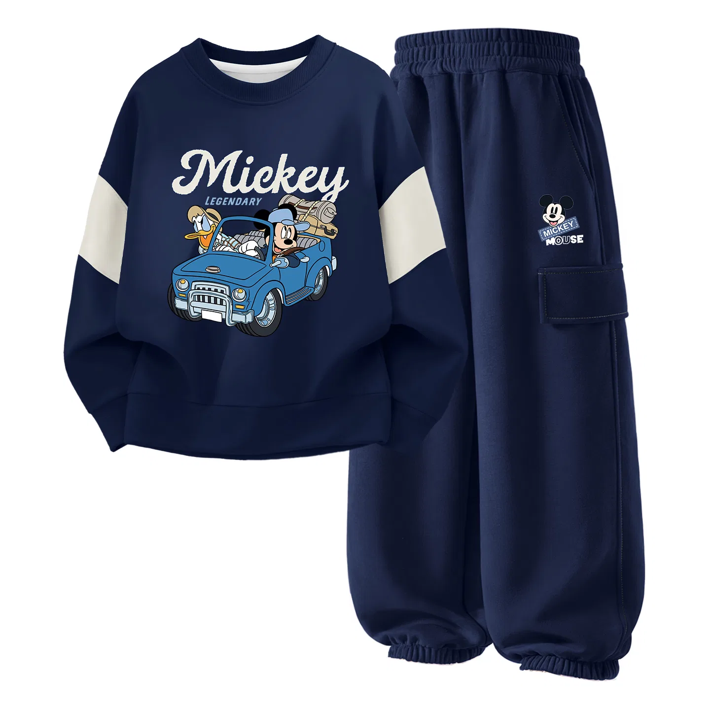 Детский спортивный комплект из футера с принтом Disney, Di Playful Qixing Green+Di Smile Face QK Black — фото 4