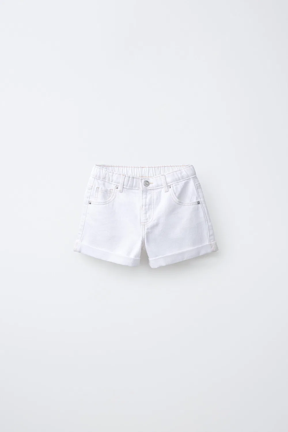 Джинсовые шорты-бермуды "мамин крой" ZARA, White