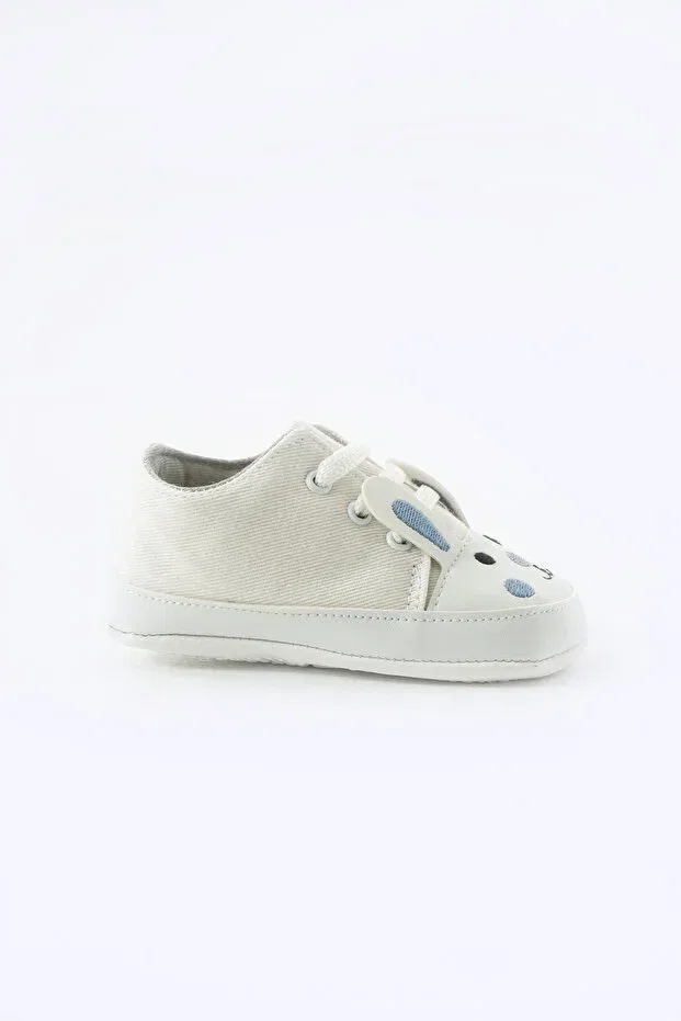Детские пинетки на шнуровке с вышивкой кролика First step lace-up rabbit embroidered non-slip sole baby booties Yummy Kids, Blue — фото 2