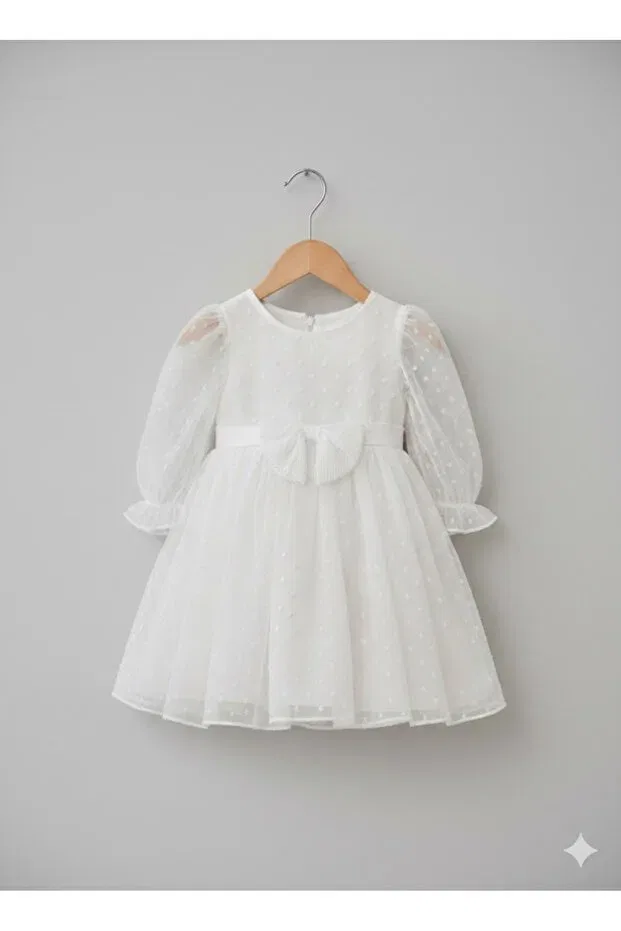 Детское платье для девочек с принтом Eid Polka Dot Tulle Baby Kids Dress Csp Cassiope, White — фото 3