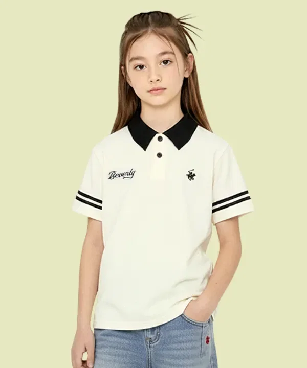 Футболка с коротким рукавом, Second Collar, Beverly Hills Polo Club Kids, кремовый