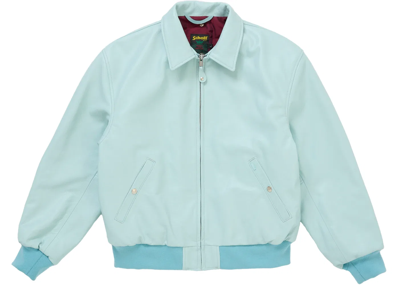 Мужская куртка-бомбер из овчины с мехом Light Blue Supreme, Light Blue