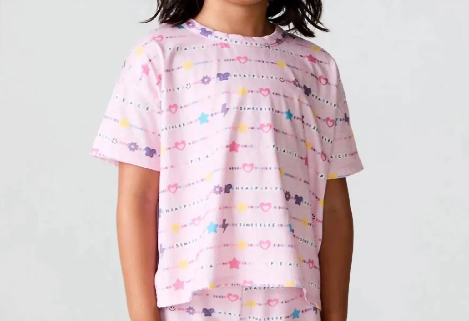 Детская футболка для девочек с принтом Peace Happy Smile Tee Chaser, розовый