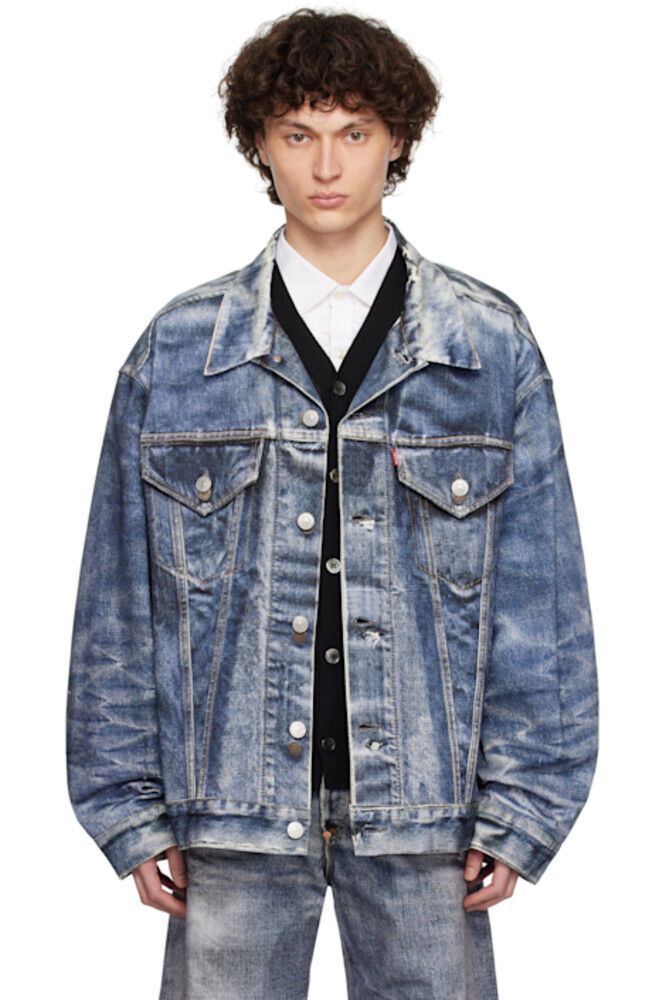 

Куртка темно-синего цвета Levi's Edition из хлопкового твила с принтом в виде струйной печати Junya Watanabe