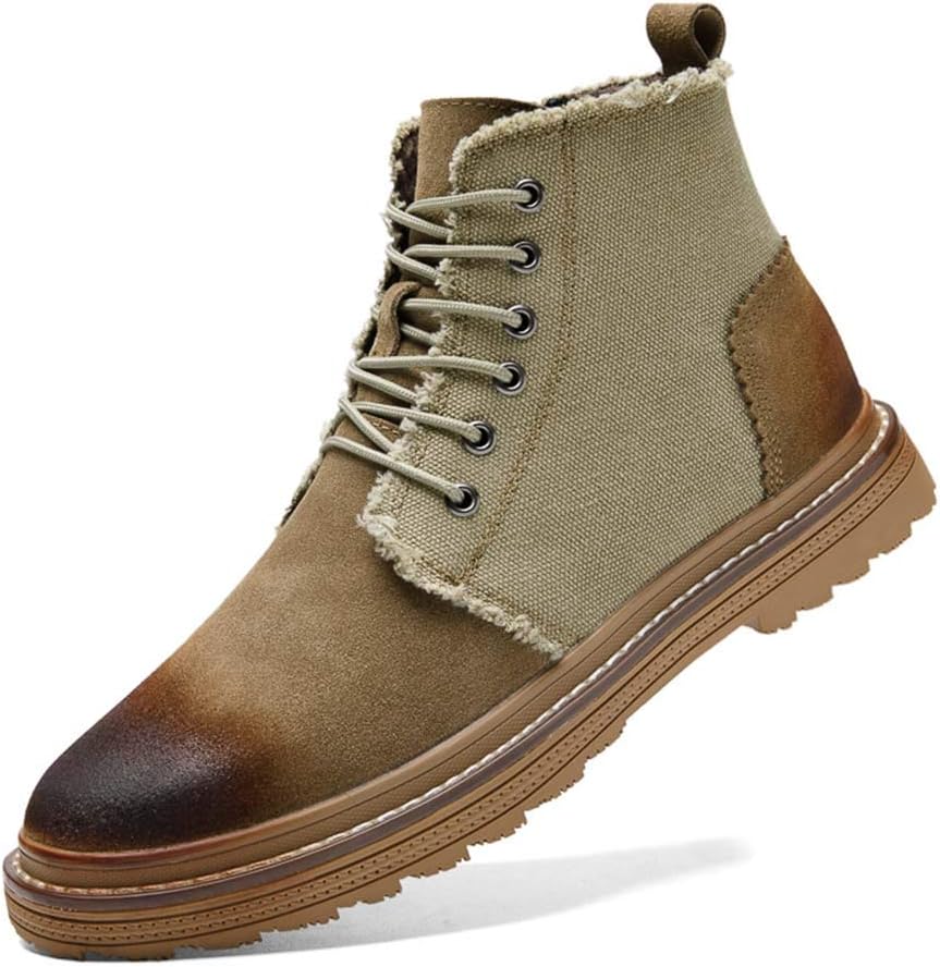 

Мужские ботинки Bitiger зимние для пеших прогулок на открытом воздухе, с меховой подкладкой, нескользящие, легкие зимние рабочие ботинки, бежевый