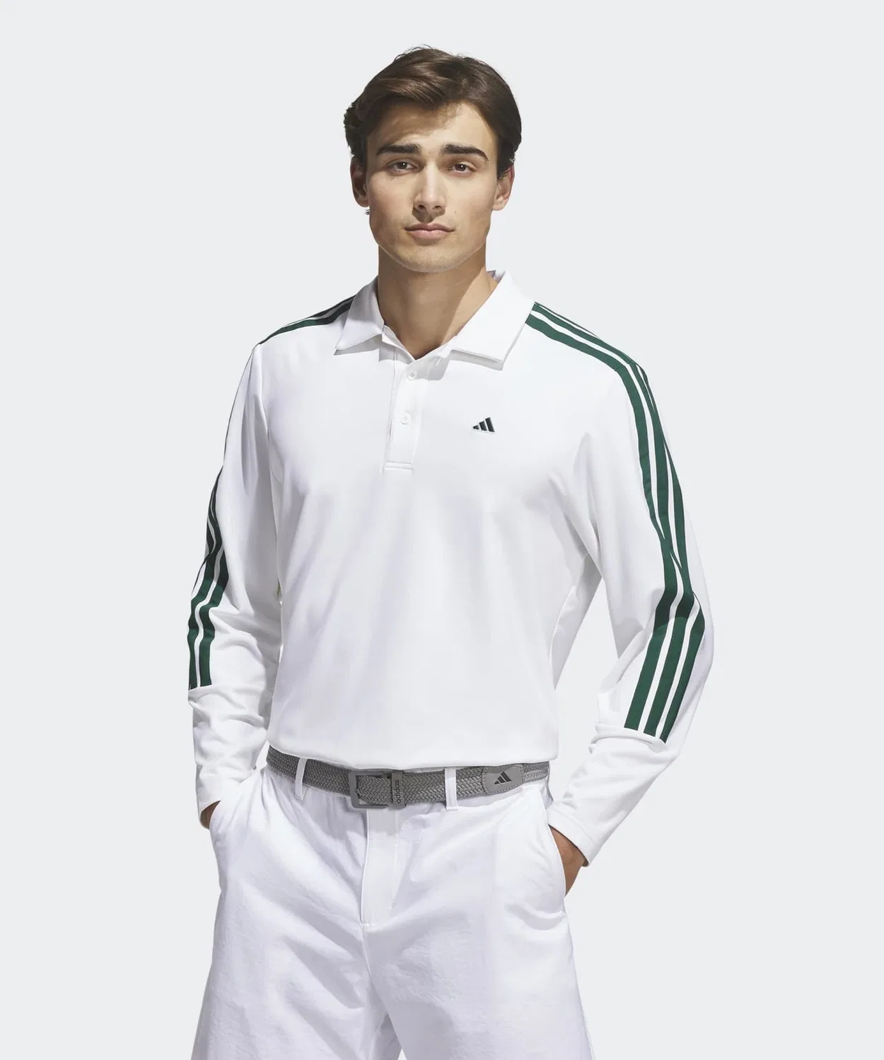 Мужская длиннорукавная футболка с принтом 3-Stripes Adidas, Белая