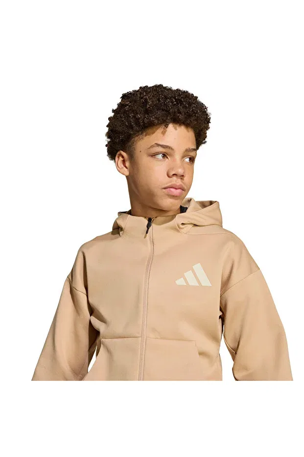 Детское худи для девочек с капюшоном Adidas, Brown — фото 4