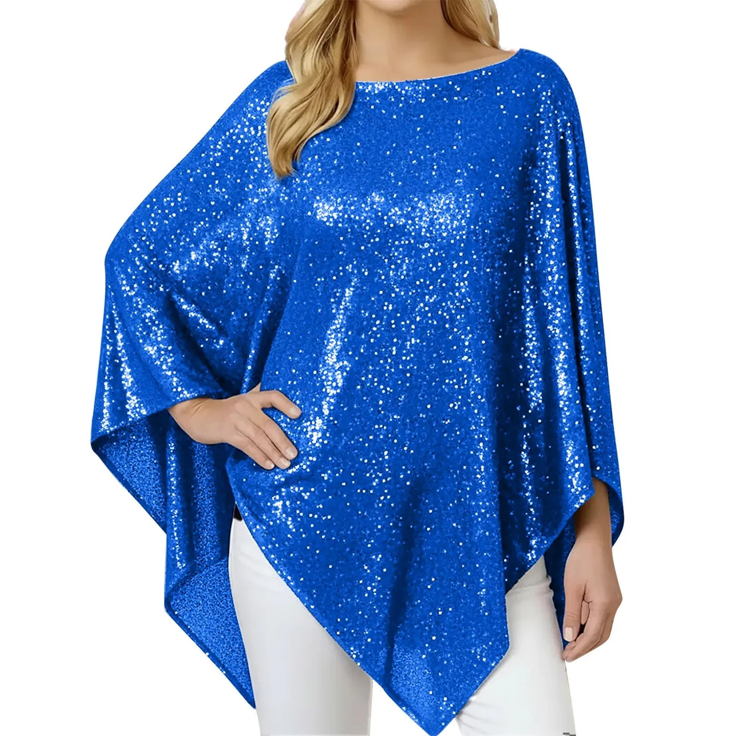 Женская блузка-туника с асимметричным низом, с принтом, с рукавом 3/4, Gold Foil Print, Dark Blue