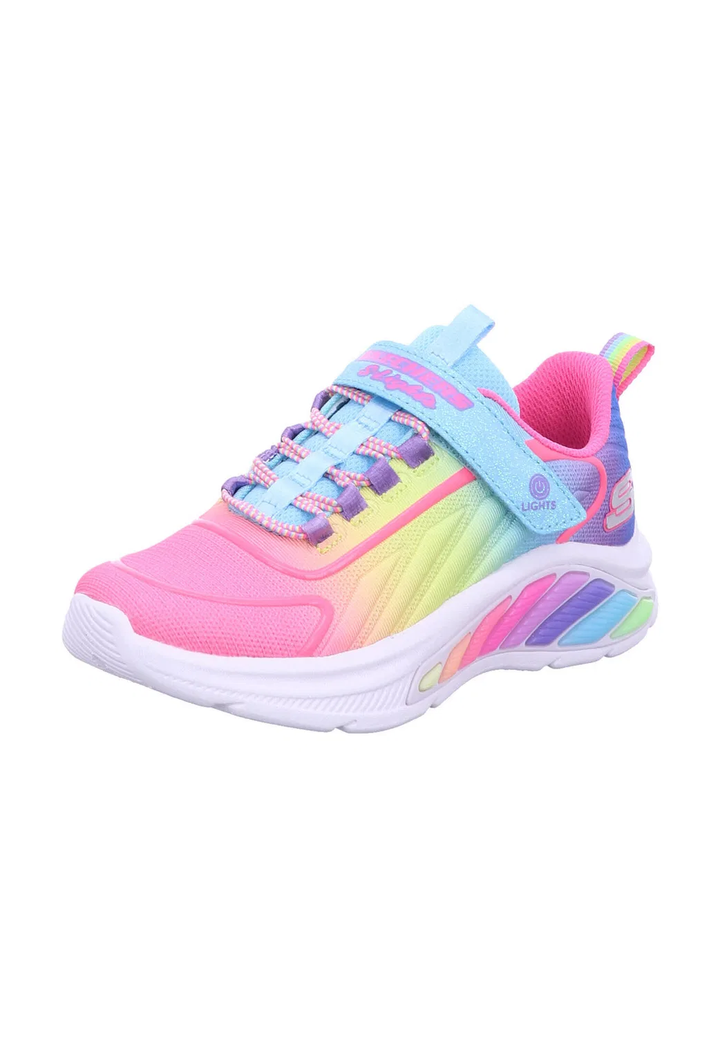 Детские кроссовки с подсветкой Rainbow Cruisers Skechers, Turkis Rosa Weiss