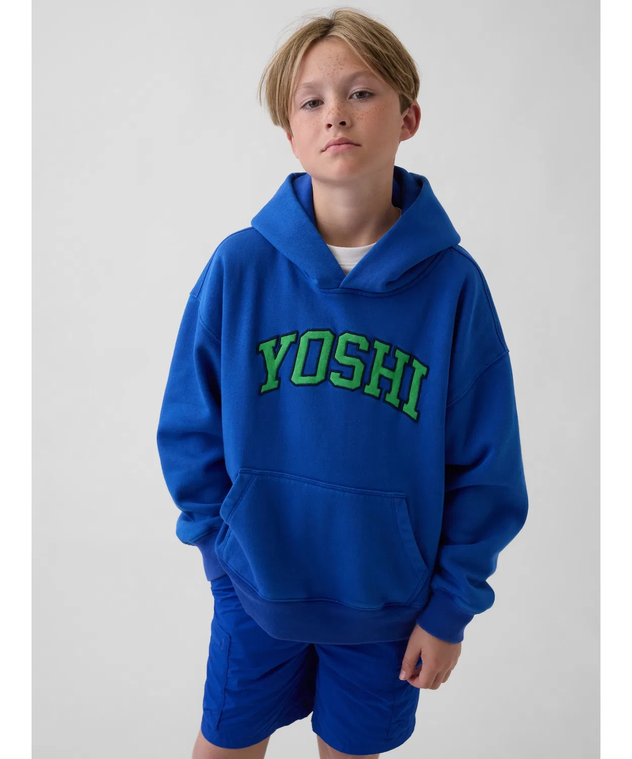 Детский худи с принтом Vintage Soft Relaxed Fit Super Mario Brothers GAP, Light Grey — фото 2