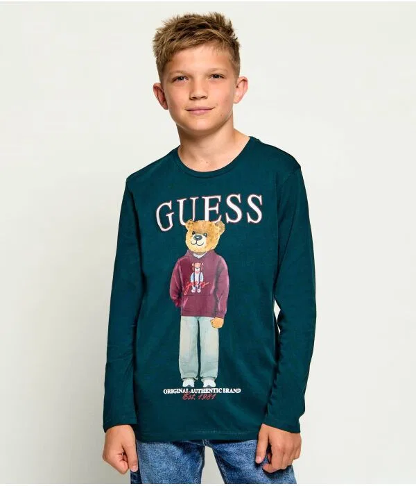 Детский лонгслив с длинным рукавом Guess, Verde Bottiglia