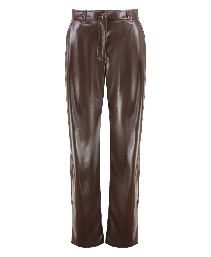 

Мягкие на ощупь брюки-баллоны с отделкой под кожу. Pinko, коричневый