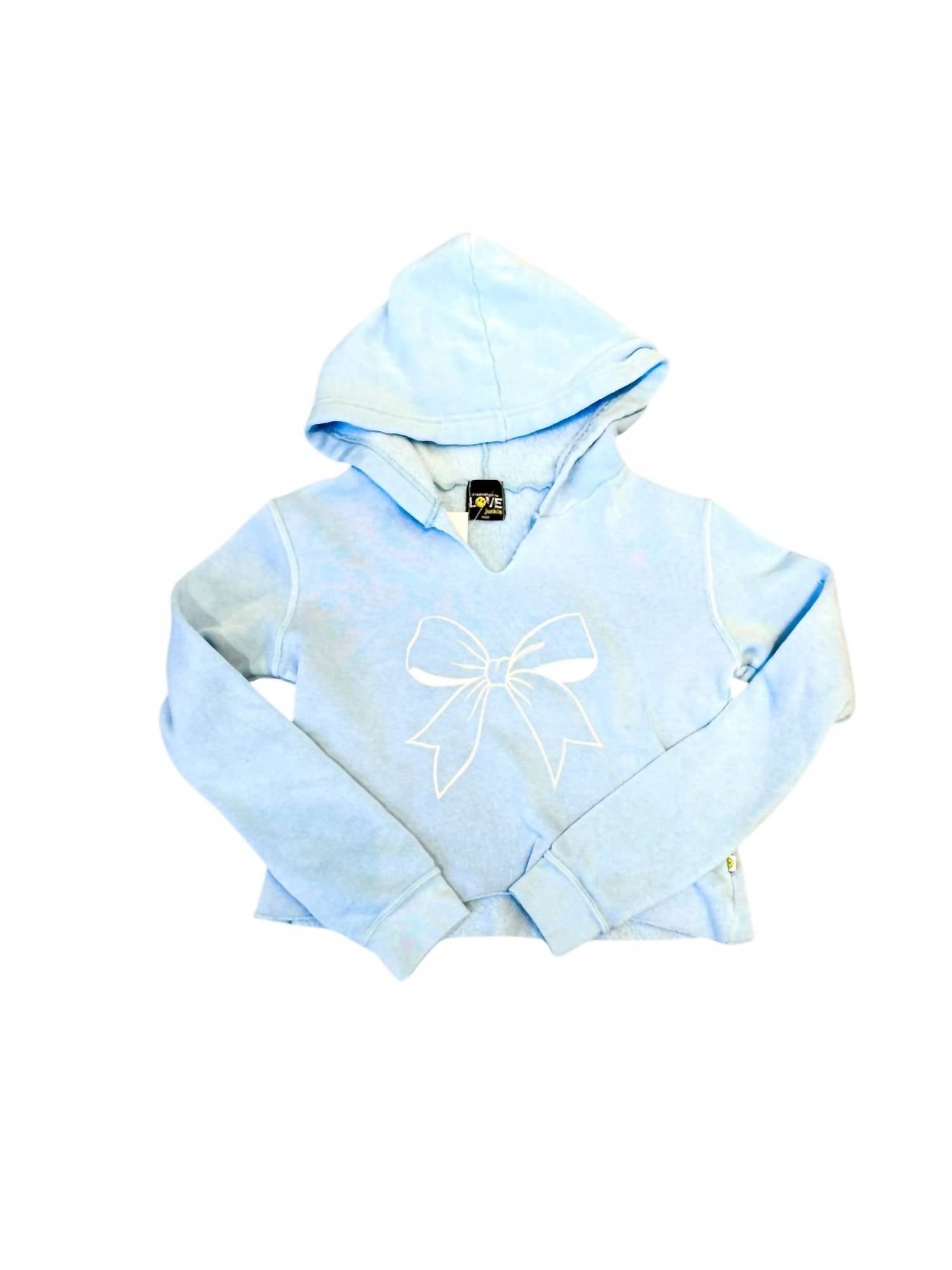 

Детская укороченная толстовка из флиса с бантом в пудрово-голубом цвете Love Junkie