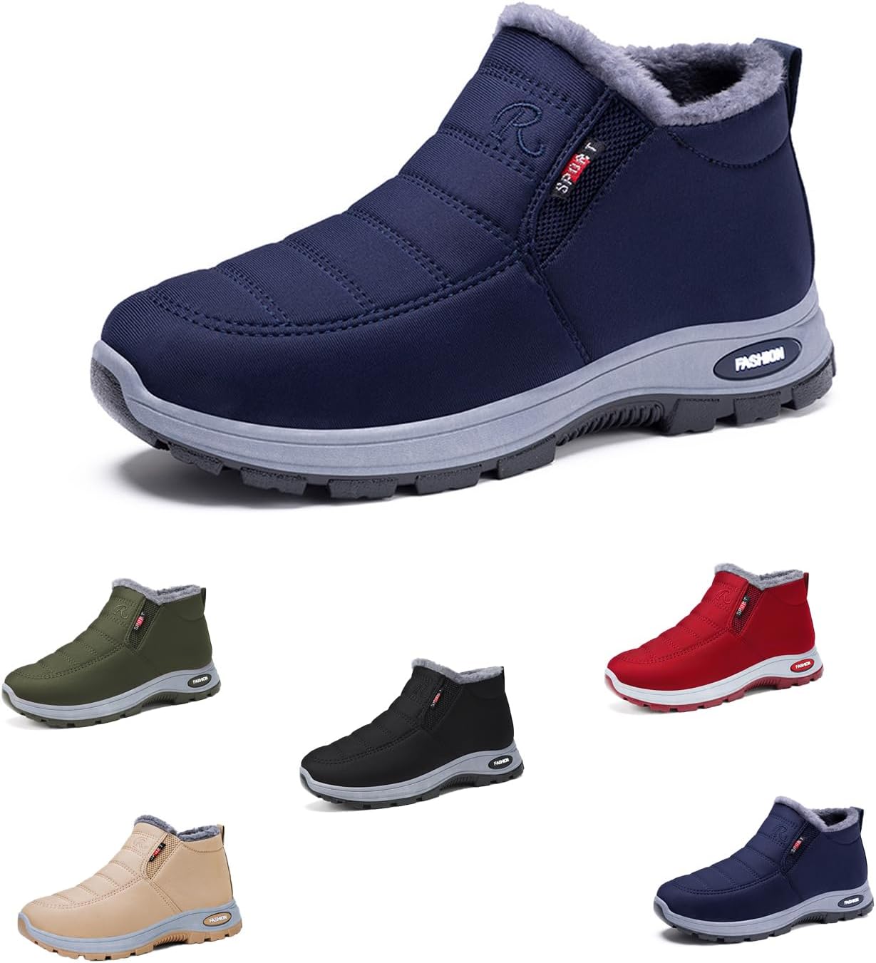 

Мужские зимние снежные ботинки с утеплителем из овчины, наружные водонепроницаемые ботинки для походов с ортопедической подкладкой, теплые мягкие ботинки для походов на улице Generic, темно-синий