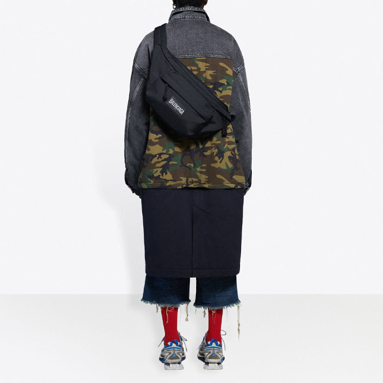 Пальто Balenciaga длиной до колена, трехслойное, в стиле пэчворк, цвет «зелено-синий» — фото 4