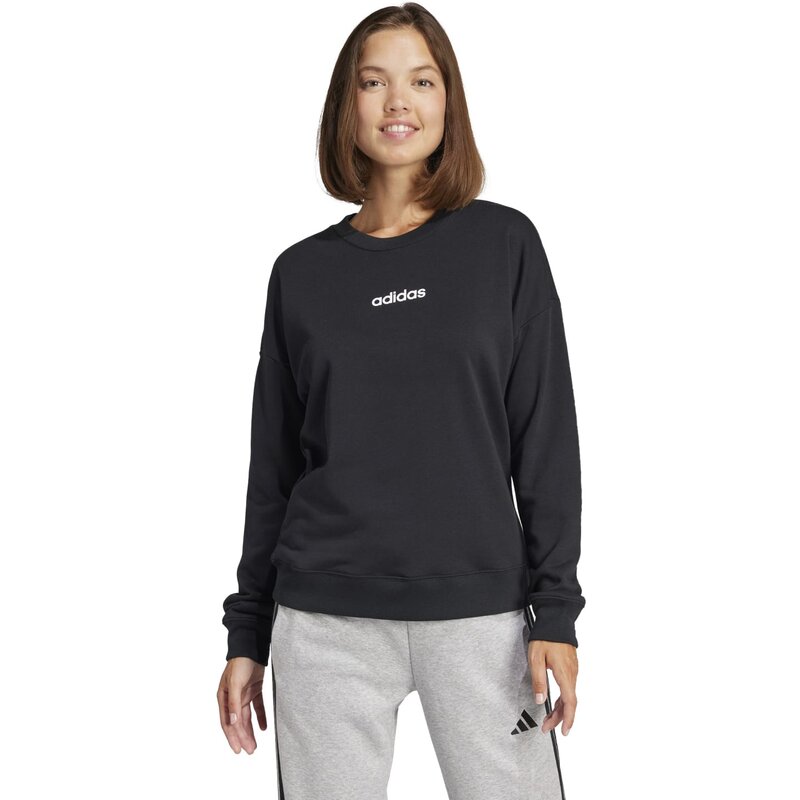 Свитшот Essentials линейный французский трикотаж Adidas, черный — фото 2