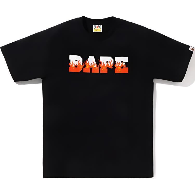 Футболка Flame Bape Logo A BATHING APE, черная красная — фото 3