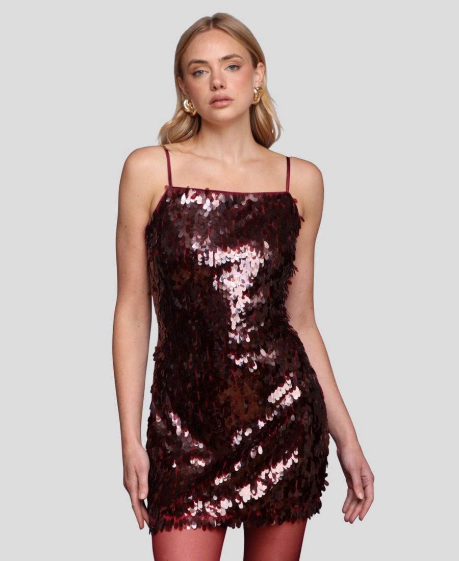 

Женское мини-платье с квадратным вырезом и открытой спиной Avec Les Filles, Burgundy