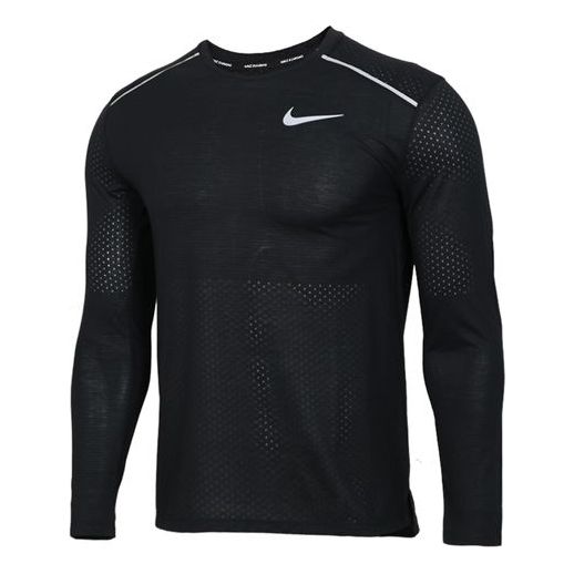 

Футболка rise 365 breathable mesh long sleeves running black Nike, черный