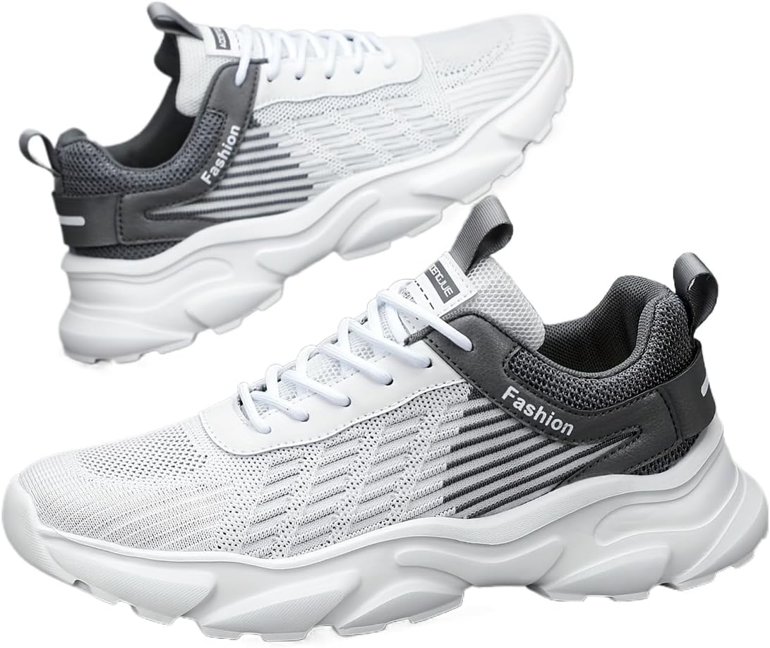 

Мужские дышащие кроссовки Hhhchpm с сеткой, удобные нескользящие шнурованные кеды для активного отдыха на природе, белый/серый